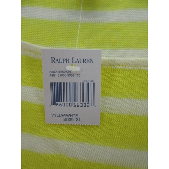 Lauren Ralph Lauren Sweater XL Yellow Linen Pullover Striped NEW - Picture 9 of 10
